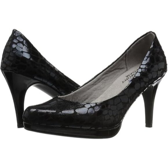 LifeStride Shoes - LifeStride Women's Black Croc-Embossed Heels With Memory Foam Comfort Pumps